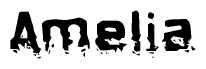 The image contains the word Amelia in a stylized font with a static looking effect at the bottom of the words