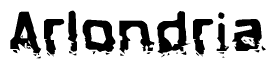 The image contains the word Arlondria in a stylized font with a static looking effect at the bottom of the words