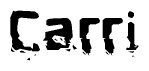 The image contains the word Carri in a stylized font with a static looking effect at the bottom of the words