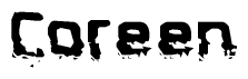 The image contains the word Coreen in a stylized font with a static looking effect at the bottom of the words