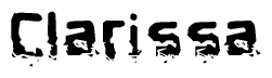 The image contains the word Clarissa in a stylized font with a static looking effect at the bottom of the words