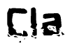 This nametag says Cla, and has a static looking effect at the bottom of the words. The words are in a stylized font.