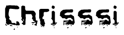 This nametag says Chrisssi, and has a static looking effect at the bottom of the words. The words are in a stylized font.