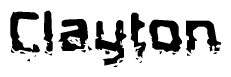 The image contains the word Clayton in a stylized font with a static looking effect at the bottom of the words
