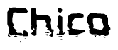 The image contains the word Chico in a stylized font with a static looking effect at the bottom of the words