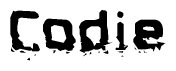 The image contains the word Codie in a stylized font with a static looking effect at the bottom of the words