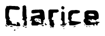 The image contains the word Clarice in a stylized font with a static looking effect at the bottom of the words