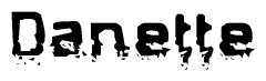 The image contains the word Danette in a stylized font with a static looking effect at the bottom of the words