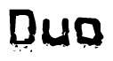 The image contains the word Duo in a stylized font with a static looking effect at the bottom of the words