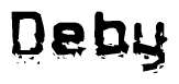 The image contains the word Deby in a stylized font with a static looking effect at the bottom of the words
