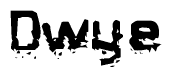 The image contains the word Dwye in a stylized font with a static looking effect at the bottom of the words