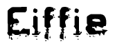 The image contains the word Eiffie in a stylized font with a static looking effect at the bottom of the words