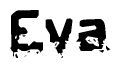 The image contains the word Eva in a stylized font with a static looking effect at the bottom of the words