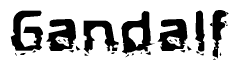 The image contains the word Gandalf in a stylized font with a static looking effect at the bottom of the words