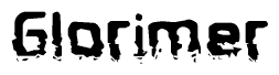 The image contains the word Glorimer in a stylized font with a static looking effect at the bottom of the words