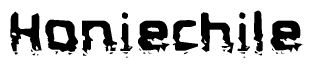 The image contains the word Honiechile in a stylized font with a static looking effect at the bottom of the words