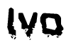 This nametag says Ivo, and has a static looking effect at the bottom of the words. The words are in a stylized font.