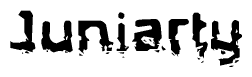 The image contains the word Juniarty in a stylized font with a static looking effect at the bottom of the words