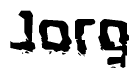 This nametag says Jorg, and has a static looking effect at the bottom of the words. The words are in a stylized font.