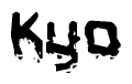 The image contains the word Kyo in a stylized font with a static looking effect at the bottom of the words