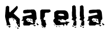 The image contains the word Karella in a stylized font with a static looking effect at the bottom of the words