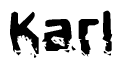 The image contains the word Karl in a stylized font with a static looking effect at the bottom of the words