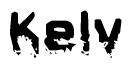 This nametag says Kelv, and has a static looking effect at the bottom of the words. The words are in a stylized font.