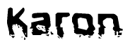 The image contains the word Karon in a stylized font with a static looking effect at the bottom of the words