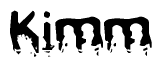 The image contains the word Kimm in a stylized font with a static looking effect at the bottom of the words