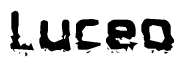 The image contains the word Luceo in a stylized font with a static looking effect at the bottom of the words