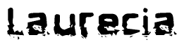The image contains the word Laurecia in a stylized font with a static looking effect at the bottom of the words