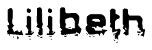The image contains the word Lilibeth in a stylized font with a static looking effect at the bottom of the words