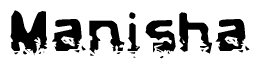 The image contains the word Manisha in a stylized font with a static looking effect at the bottom of the words