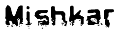 The image contains the word Mishkar in a stylized font with a static looking effect at the bottom of the words