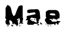 The image contains the word Mae in a stylized font with a static looking effect at the bottom of the words