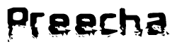 The image contains the word Preecha in a stylized font with a static looking effect at the bottom of the words