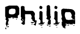 The image contains the word Philip in a stylized font with a static looking effect at the bottom of the words
