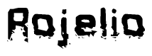 The image contains the word Rojelio in a stylized font with a static looking effect at the bottom of the words