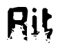This nametag says Rit, and has a static looking effect at the bottom of the words. The words are in a stylized font.