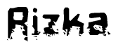 The image contains the word Rizka in a stylized font with a static looking effect at the bottom of the words