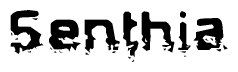 The image contains the word Senthia in a stylized font with a static looking effect at the bottom of the words