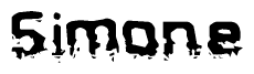 The image contains the word Simone in a stylized font with a static looking effect at the bottom of the words