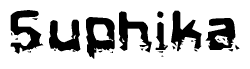 The image contains the word Suphika in a stylized font with a static looking effect at the bottom of the words