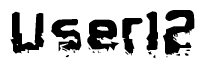 The image contains the word User12 in a stylized font with a static looking effect at the bottom of the words