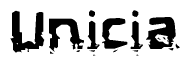 The image contains the word Unicia in a stylized font with a static looking effect at the bottom of the words