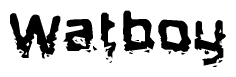 The image contains the word Watboy in a stylized font with a static looking effect at the bottom of the words