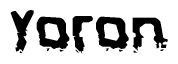 The image contains the word Yoron in a stylized font with a static looking effect at the bottom of the words