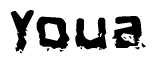   The image contains the word Youa in a stylized font with a static looking effect at the bottom of the words 