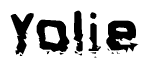 The image contains the word Yolie in a stylized font with a static looking effect at the bottom of the words