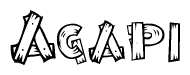 The image contains the name Agapi written in a decorative, stylized font with a hand-drawn appearance. The lines are made up of what appears to be planks of wood, which are nailed together